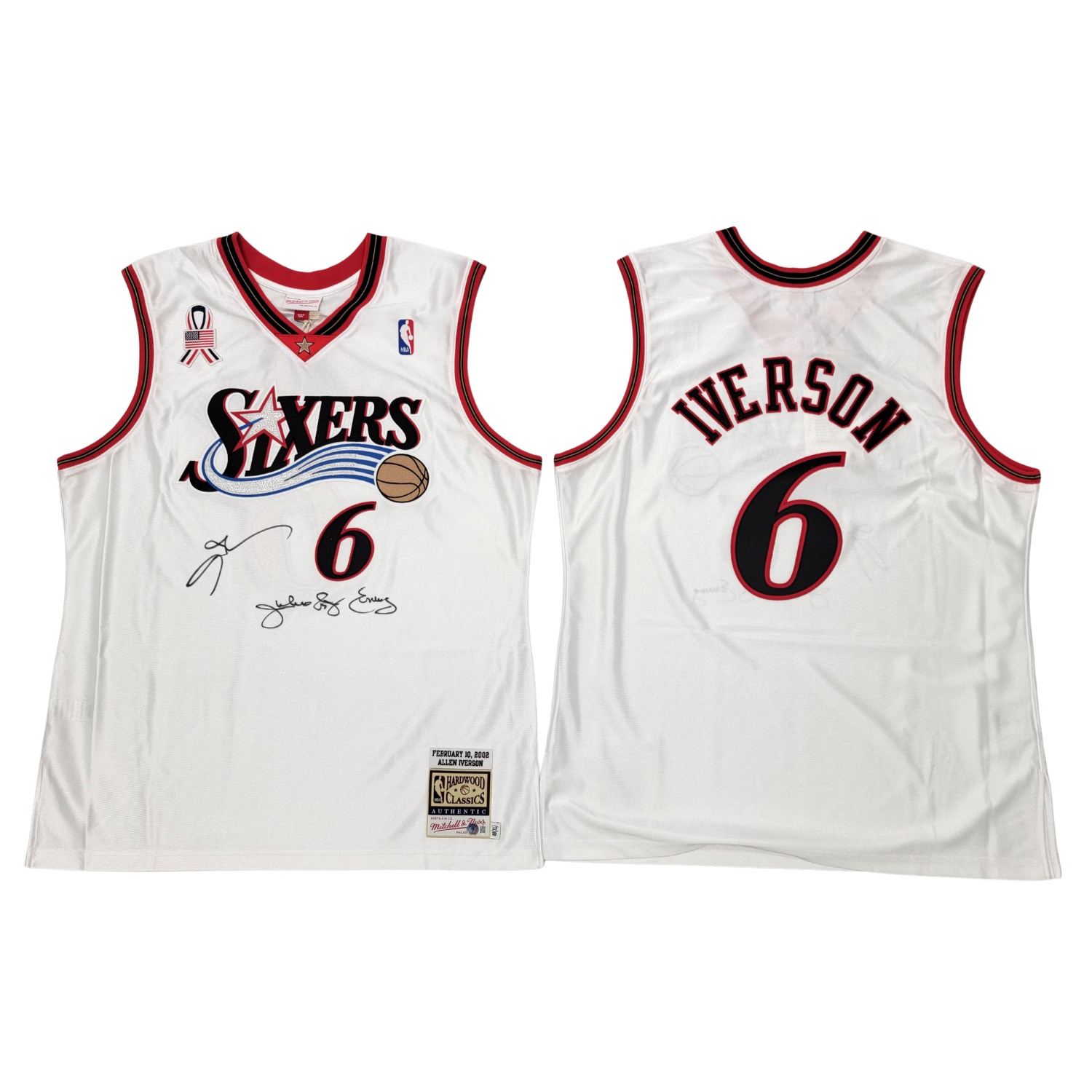 Allen Iverson & Julius Erving Signed Philadelphia 76ers 2002 All Star Game Mitchell & Ness Authentic Jersey - Beckett-Powers Sports Memorabilia