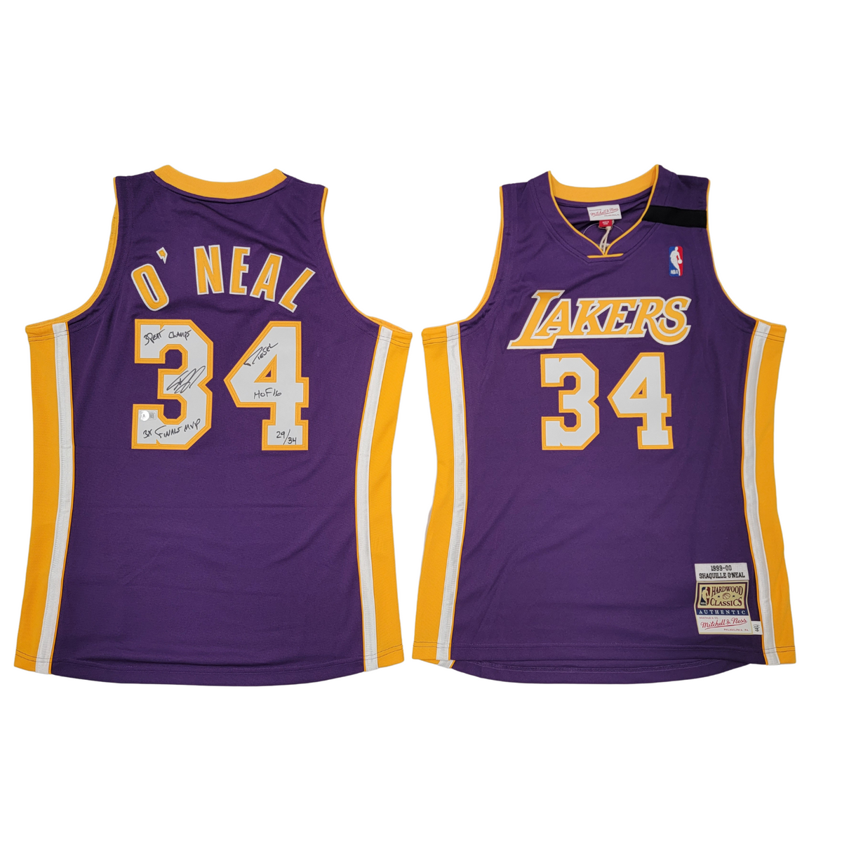 Shaquille O'Neal Signed Los Angeles Lakers Purple LTD ED 1999-00 Mitchell & Ness Authentic Jersey - Beckett-Powers Sports Memorabilia