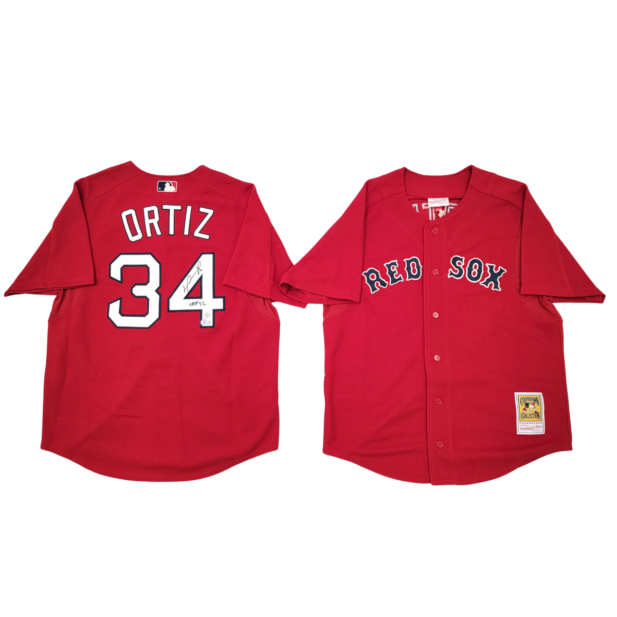 David Ortiz Signed Boston Red Sox Mitchell & Ness Red Authentic Jersey W/ HOF 22 - Beckett-Powers Sports Memorabilia