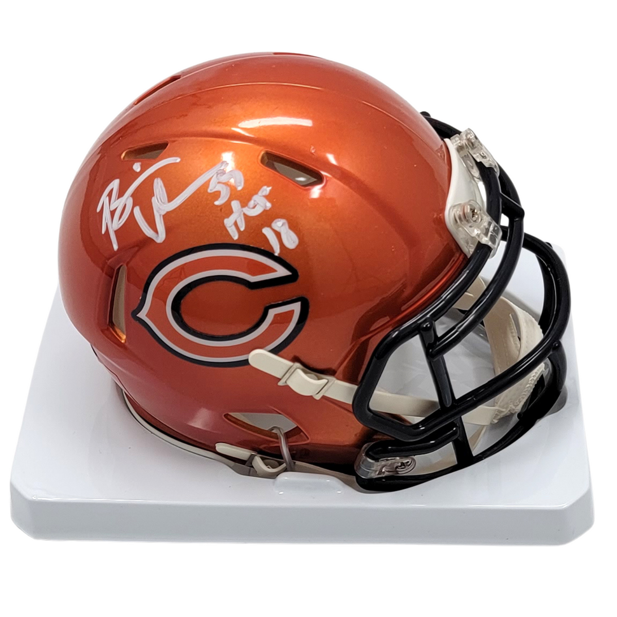 Brian Urlacher Signed Chicago Bears Riddell Speed Flash Mini Helmet W/ HOF 18 - Beckett-Powers Sports Memorabilia