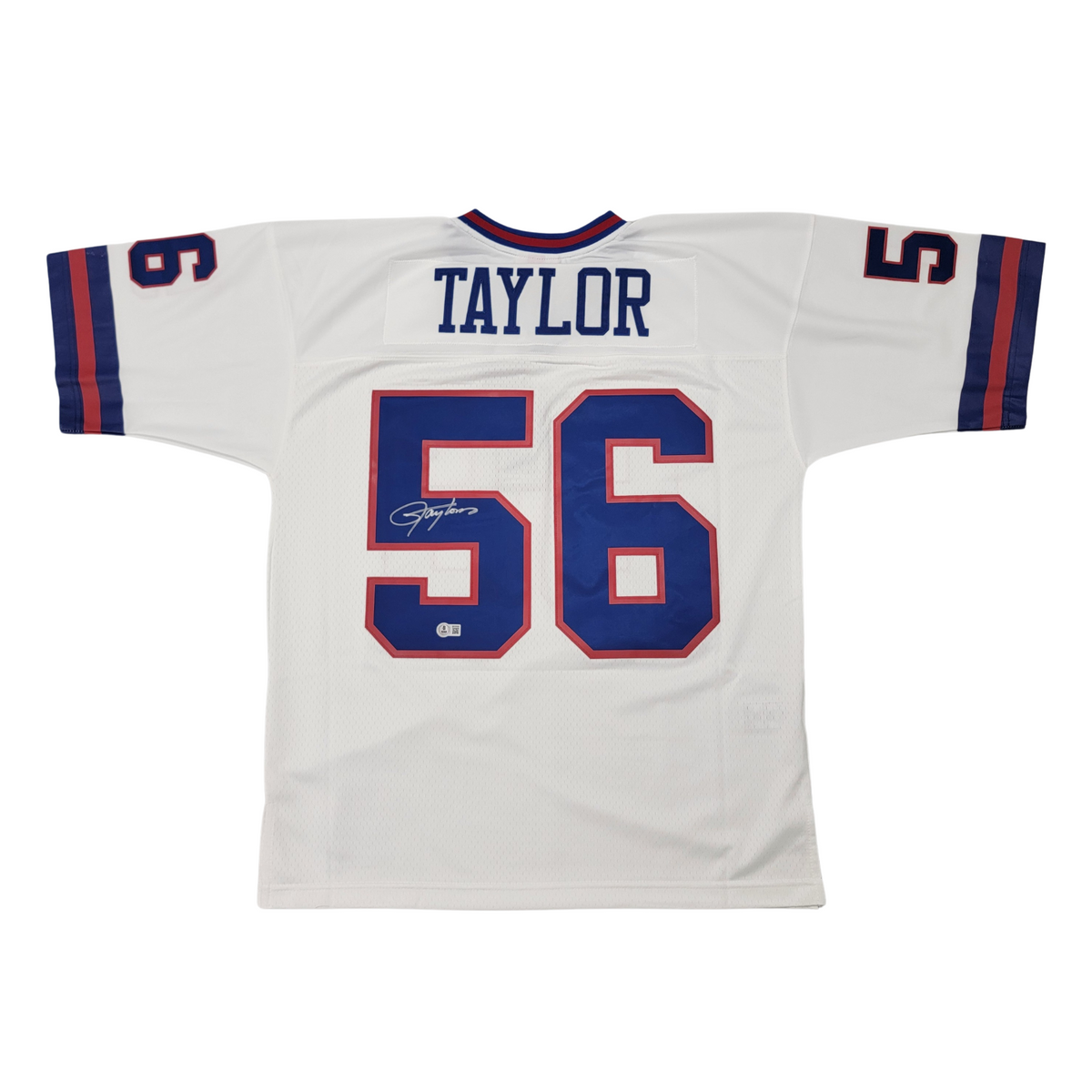 Lawrence Taylor Signed New York Giants Mitchell & Ness White Jersey - Beckett-Powers Sports Memorabilia
