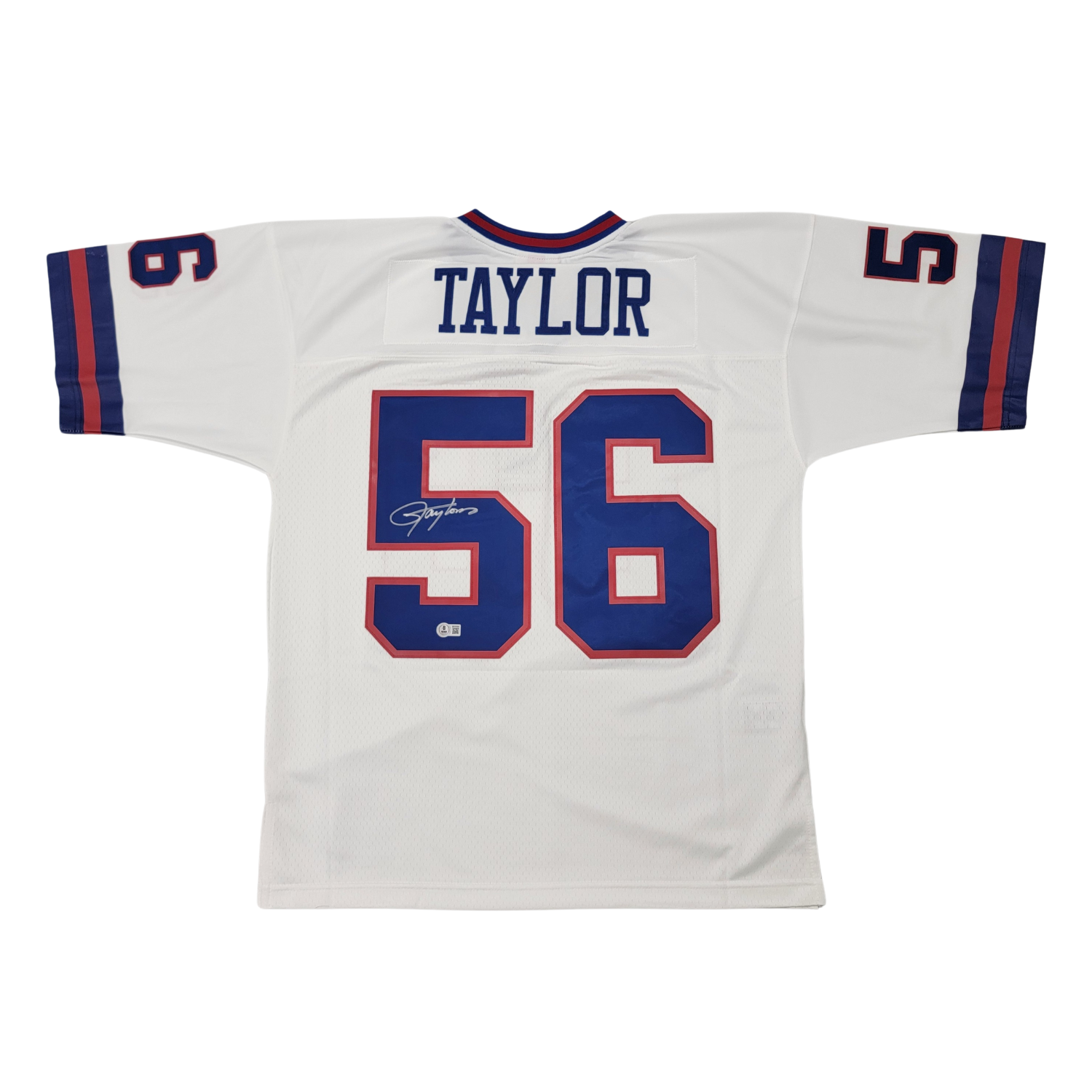 Lawrence Taylor Signed New York Giants Mitchell & Ness White Jersey - Beckett-Powers Sports Memorabilia