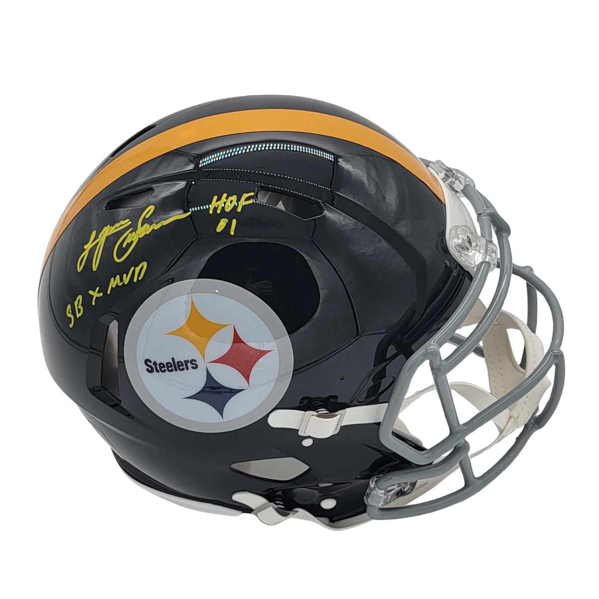Lynn Swann Signed Pittsburgh Steelers Authentic T/B Full Size Helmet W/ HOF 01 SB X MVP - Beckett-Powers Sports Memorabilia