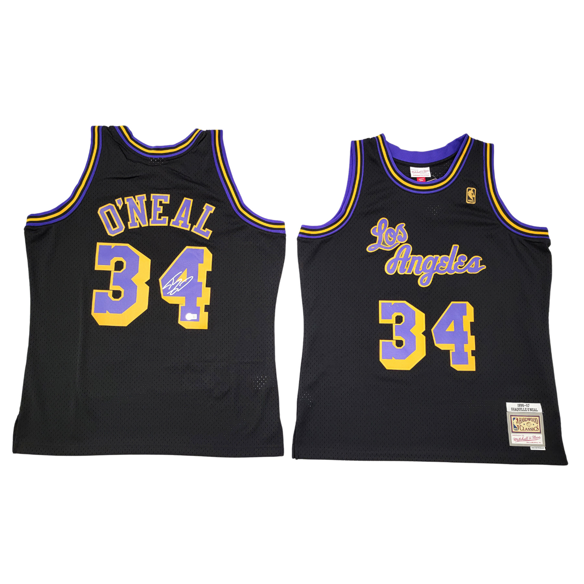 Shaquille O'Neal Autographed Los Angeles Lakers 1996-97 Black Mitchell & Ness Jersey Beckett Witnessed-Powers Sports Memorabilia