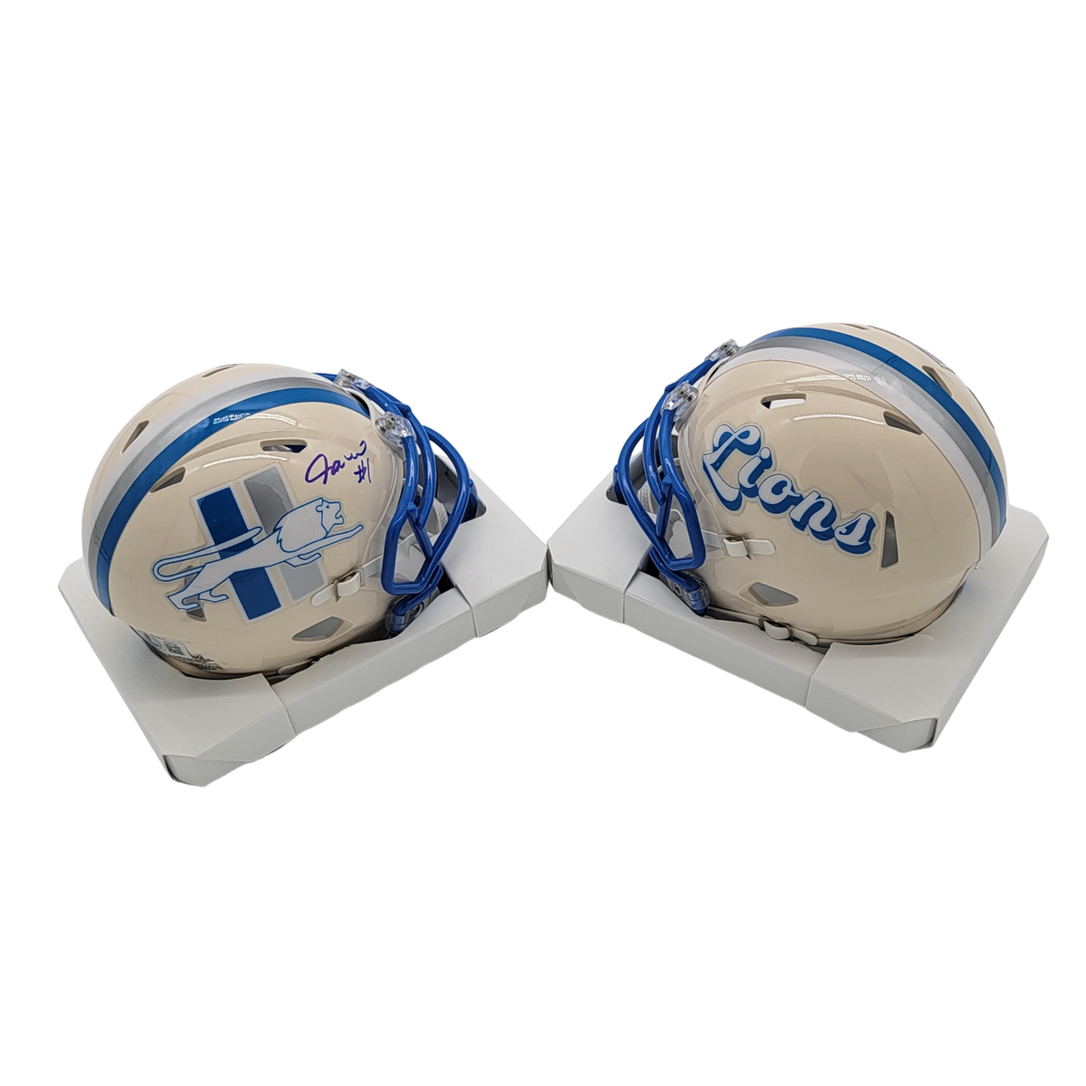 Jameson Williams Signed Detroit Lions Retro Mini Helmet - Beckett-Powers Sports Memorabilia