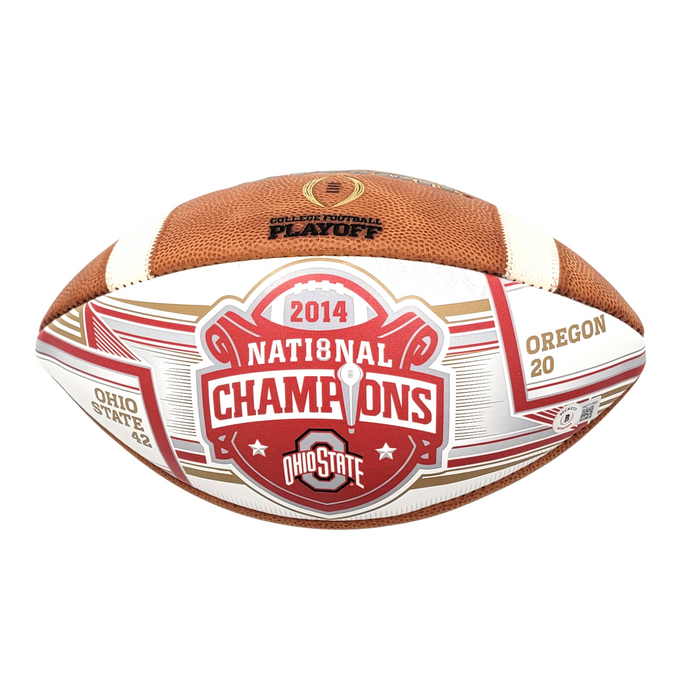 Ezekiel Elliott Signed Ohio State Buckeyes 2014 National Champions Football W/ 14 Champs - Beckett-Powers Sports Memorabilia
