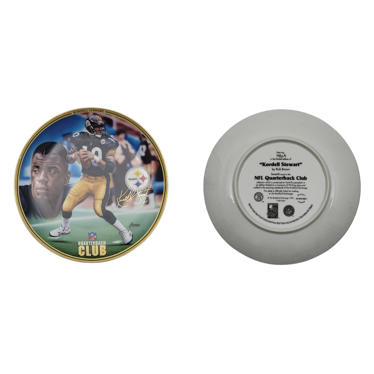Kordell Stewart Pittsburgh Steelers NFL Quarterback Club Bradford Exchange Plate-Powers Sports Memorabilia