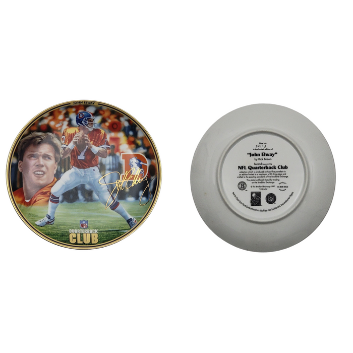John Elway Denver Broncos NFL Quarterback Club Bradford Exchange Plate-Powers Sports Memorabilia