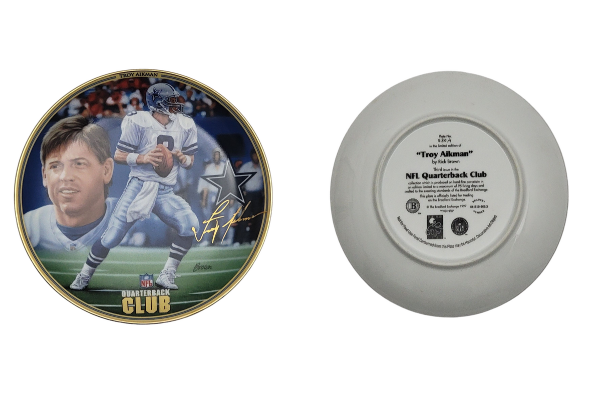 Troy Aikman Dallas Cowboys NFL Quarterback Club Bradford Exchange Plate-Powers Sports Memorabilia