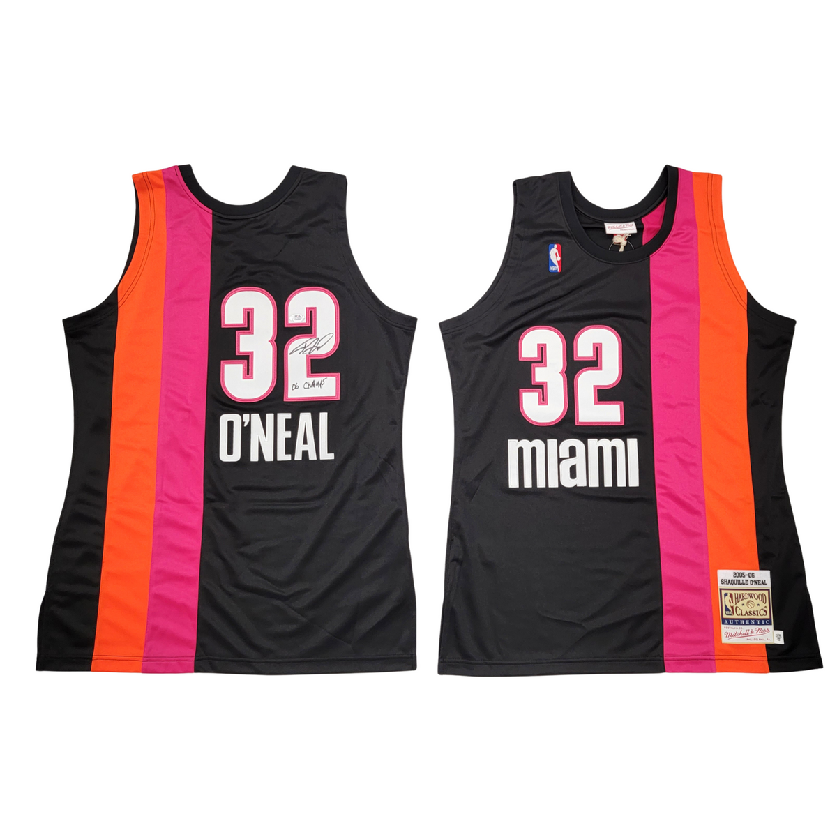 Shaquille O'Neal Autographed Miami Heat 05-06 Mitchell & Ness Floridians T/B Authentic Jersey W/ 06 Champs PSA/DNA ITP-Powers Sports Memorabilia