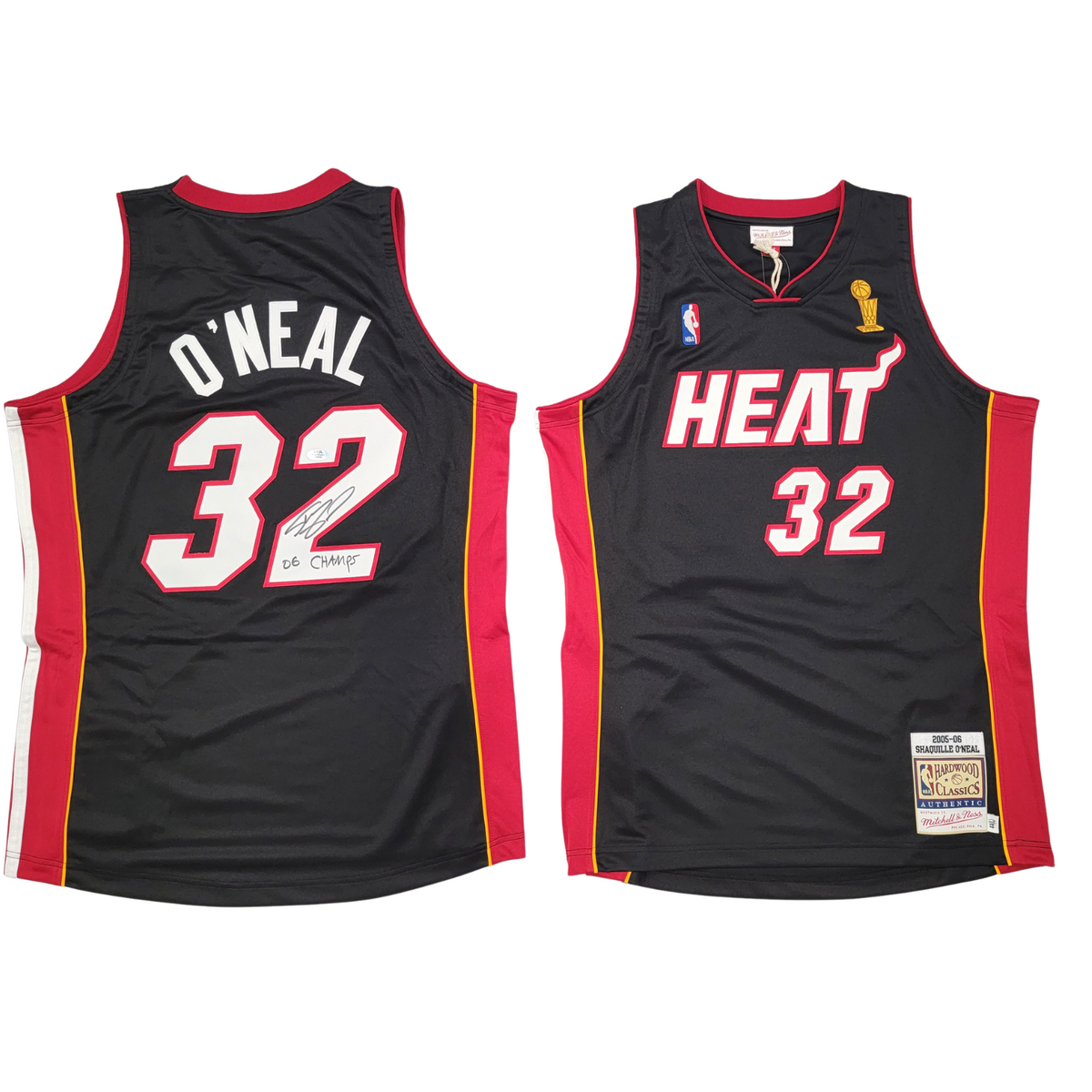 Shaquille O'Neal Autographed Black Miami Heat 05-06 Mitchell & Ness Authentic Jersey W/ 06 Champs PSA/DNA ITP-Powers Sports Memorabilia