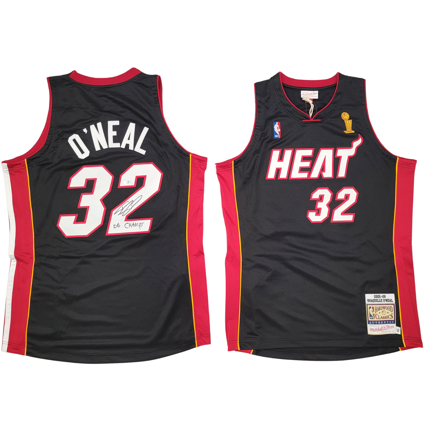 Shaquille O'Neal Signed Black Miami Heat 05-06 Mitchell & Ness Authentic Jersey W/ 06 Champs PSA/DNA ITP-Powers Sports Memorabilia