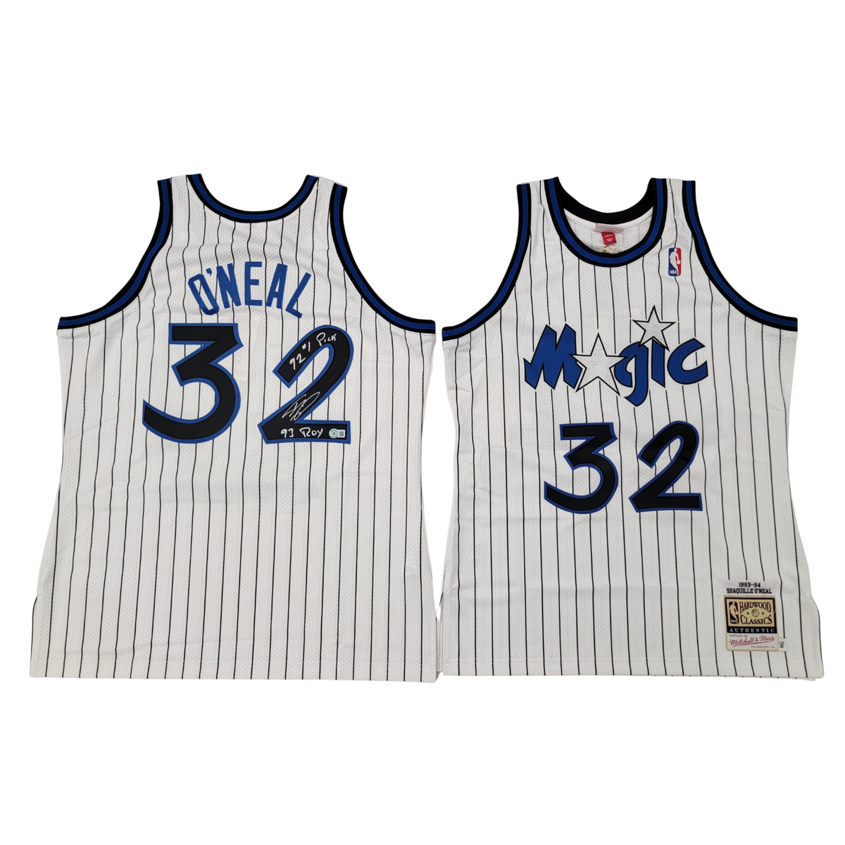 Shaquille O'Neal Autographed Orlando Magic White 1993-94 Mitchell & Ness Authentic Jersey W/ 92 #1 Pick & 93 ROY PSA/DNA ITP-Powers Sports Memorabilia