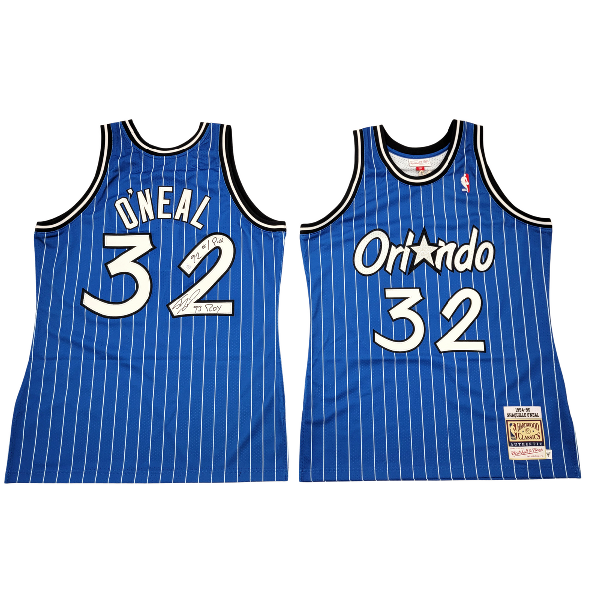Shaquille O'Neal Autographed Orlando Magic Blue 1994-95 Mitchell & Ness Authentic Jersey W/ 92 #1 Pick & 93 ROY PSA/DNA ITP-Powers Sports Memorabilia
