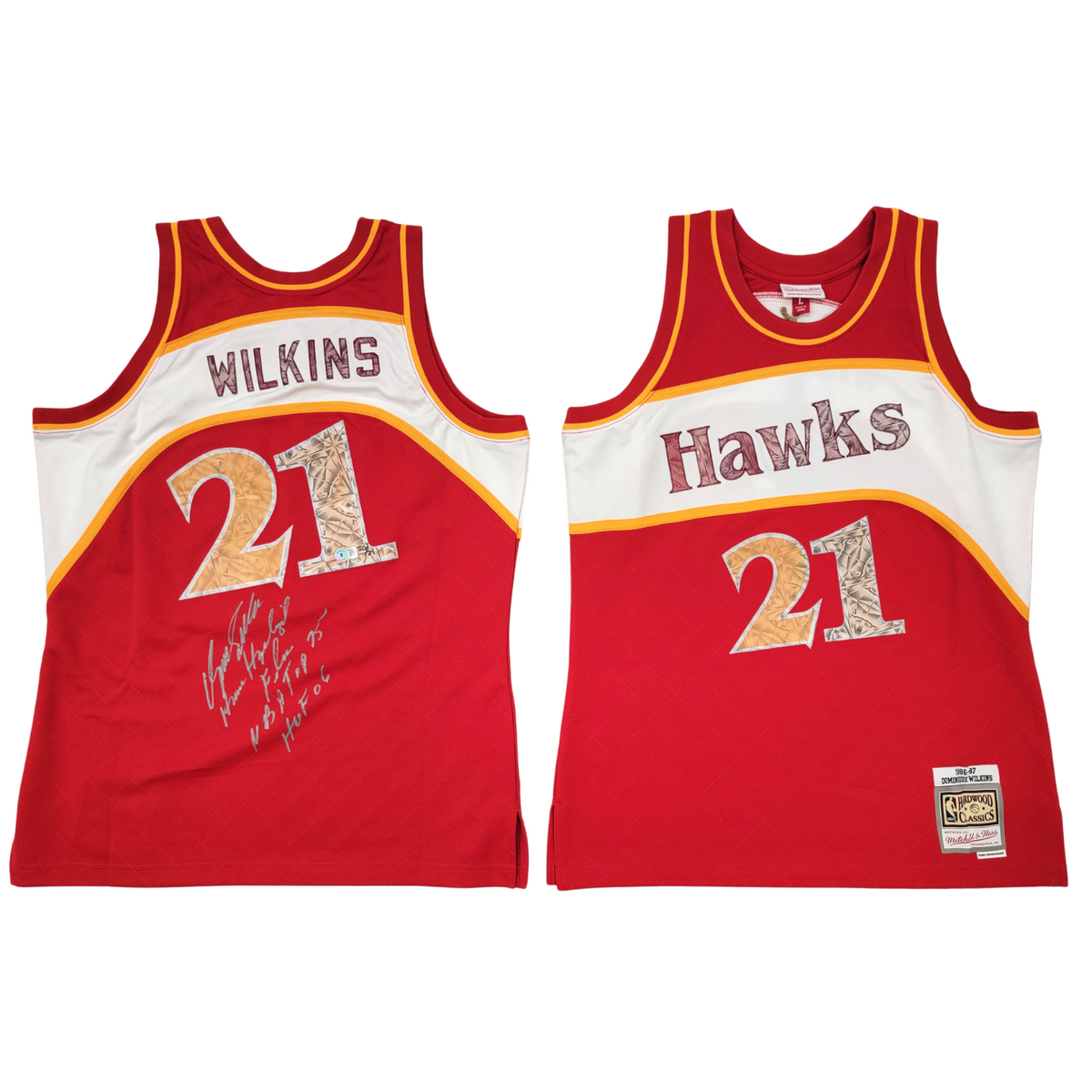 Dominique Wilkins Autographed Atlanta Hawks LTD ED 1986-87 Mitchell & Ness Swingman Jersey Beckett Witnessed-Powers Sports Memorabilia