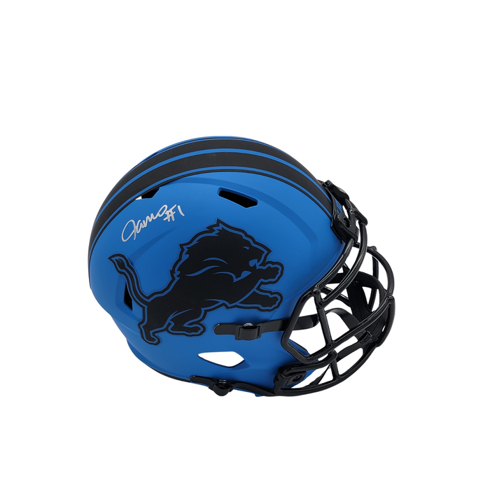 Jameson Williams Signed Detroit Lions Rave Replica Full Size Helmet - Beckett-Powers Sports Memorabilia