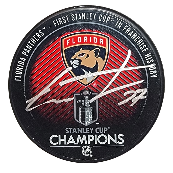 Eetu Luostarinen Signed Florida Panthers 2024 Stanley Cup Champions Hockey Puck Beckett-Powers Sports Memorabilia