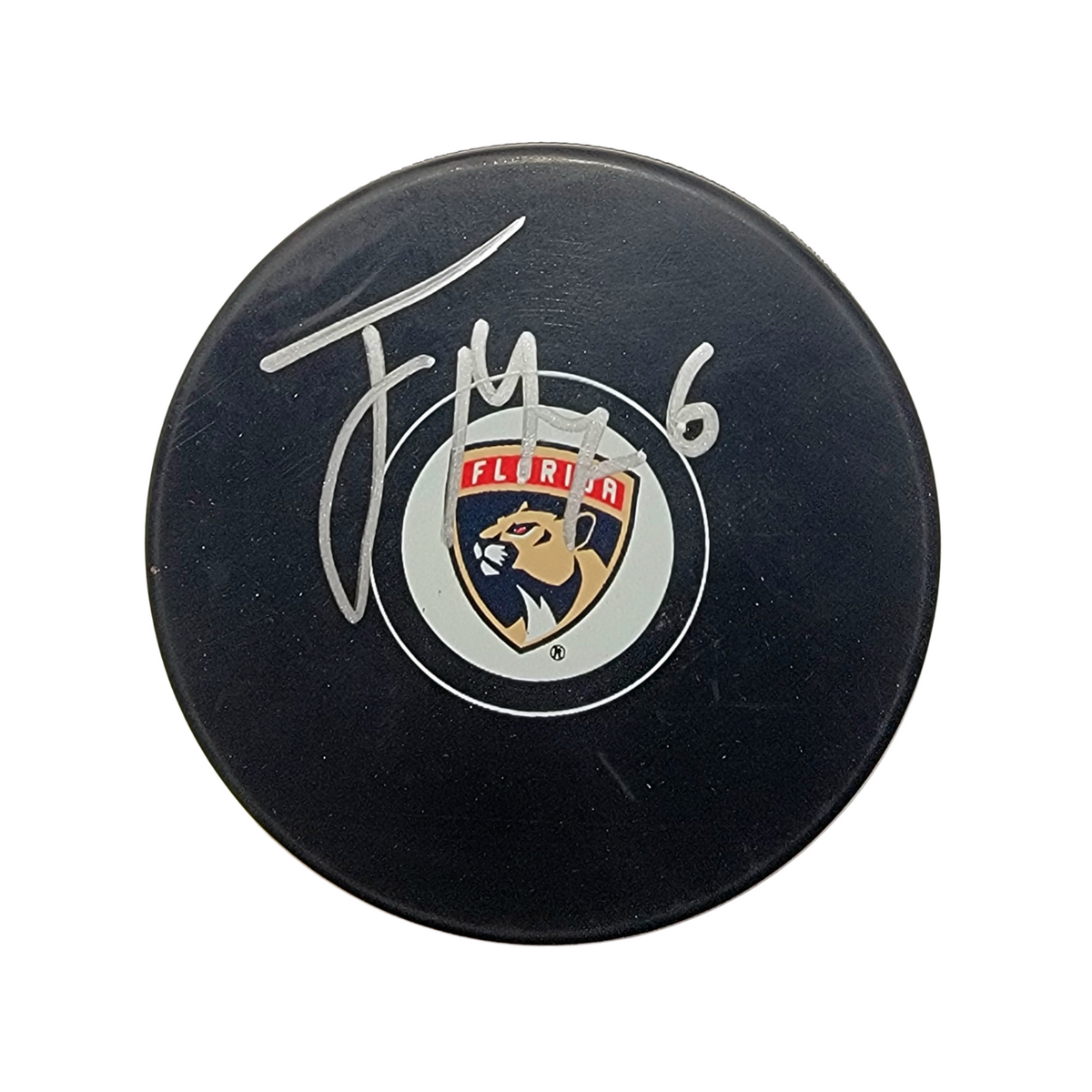 Jaycob Megna Signed Florida Panthers Logo Hockey Puck - Beckett-Powers Sports Memorabilia