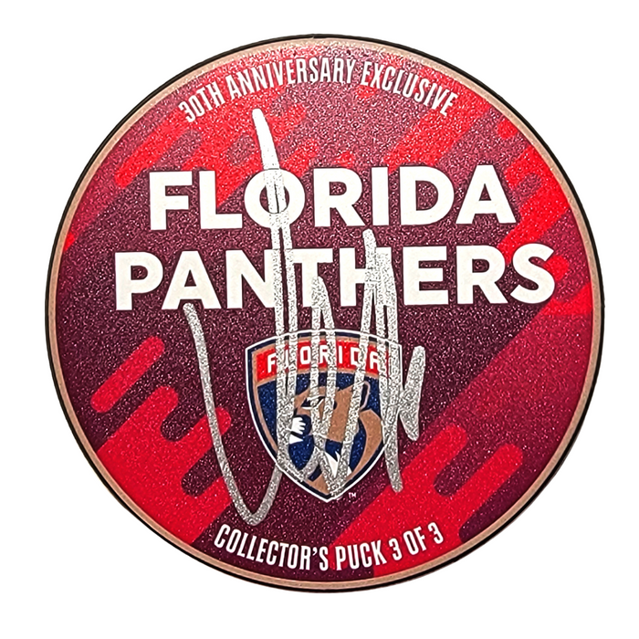 Aleksander Barkov Signed Florida Panthers 30th Anniversary Hockey Puck Beckett-Powers Sports Memorabilia