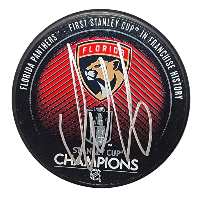 Aleksander Barkov Signed Florida Panthers 2024 Stanley Cup Hockey Puck Beckett-Powers Sports Memorabilia