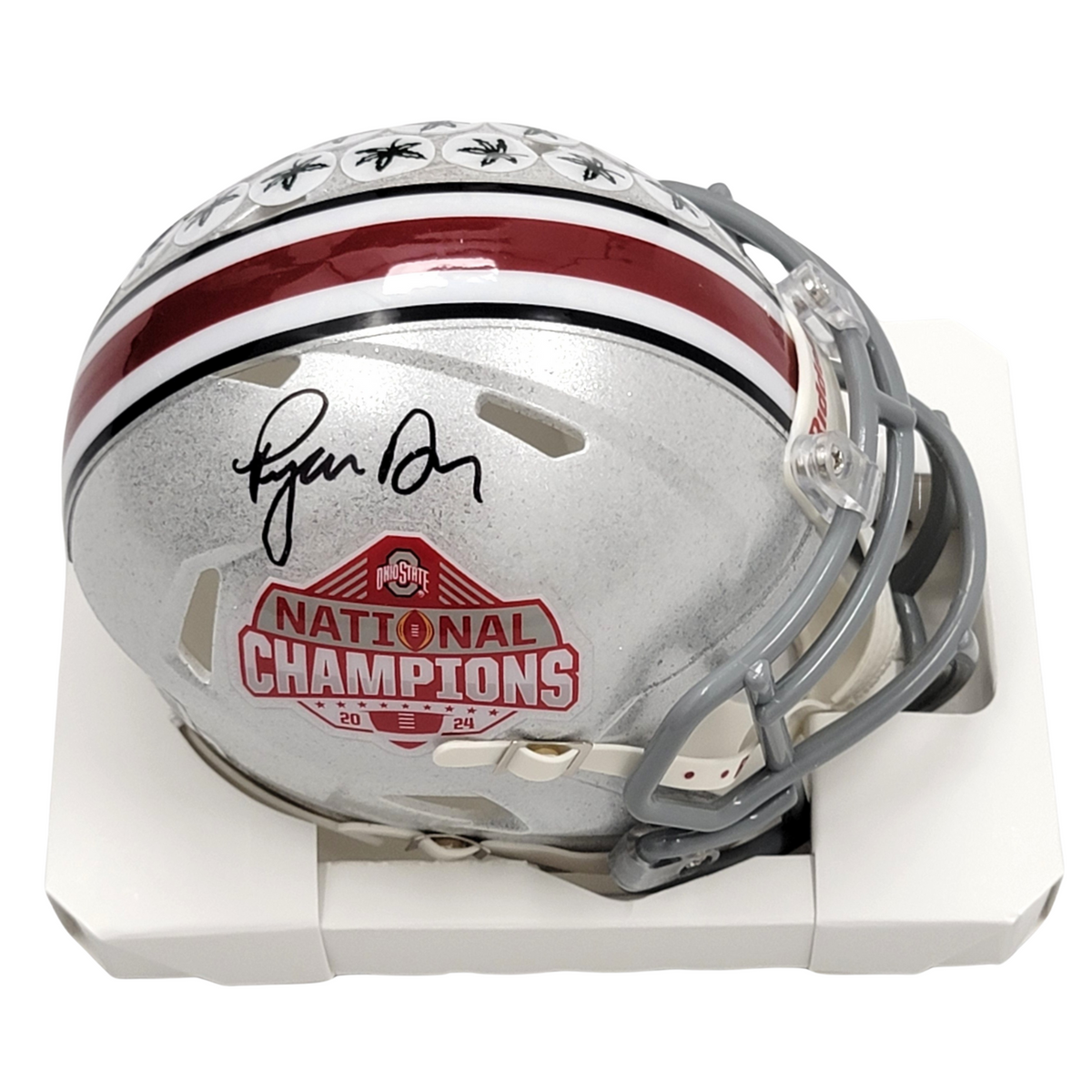 Ryan Day Signed Ohio State 2024 National Championship Mini Helmet Beckett Witness-Powers Sports Memorabilia
