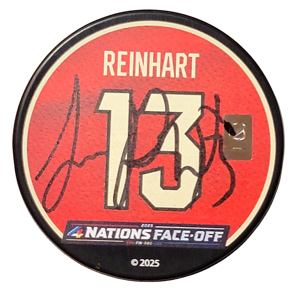 Sam Reinhart Signed Canada 4 Nations Face Off Hockey Puck - Beckett-Powers Sports Memorabilia