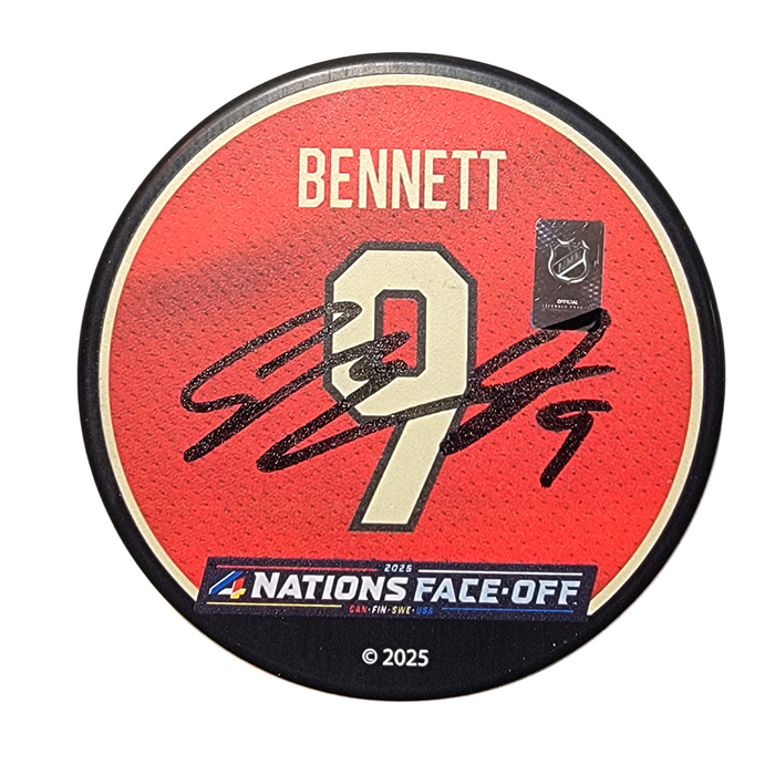 Sam Bennett Signed Canada 4 Nations Face Off Hockey Puck - Beckett-Powers Sports Memorabilia