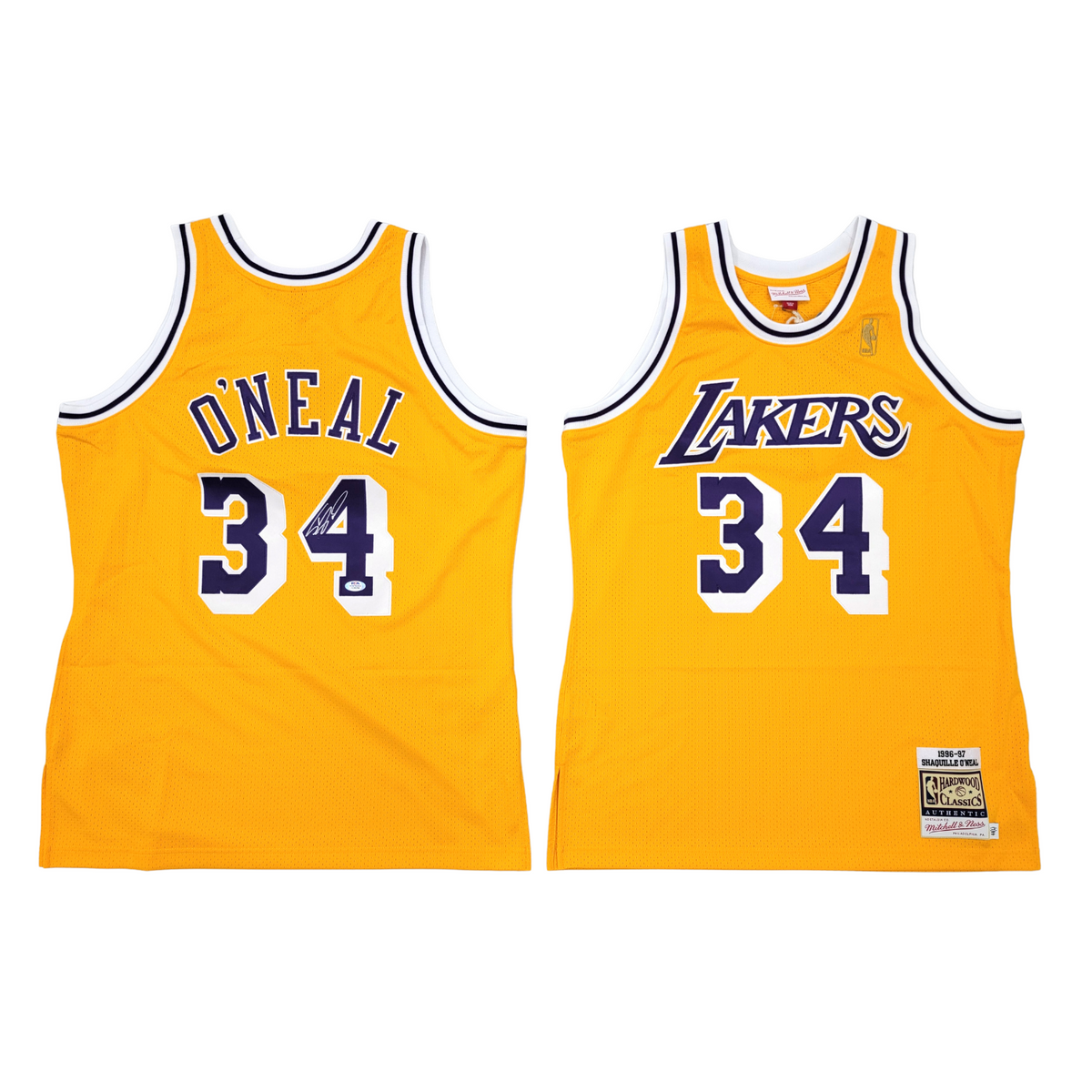 Shaquille O'Neal Autographed Los Angeles Lakers 1996-97 Gold Mitchell & Ness Authentic Jersey PSA/DNA ITP-Powers Sports Memorabilia