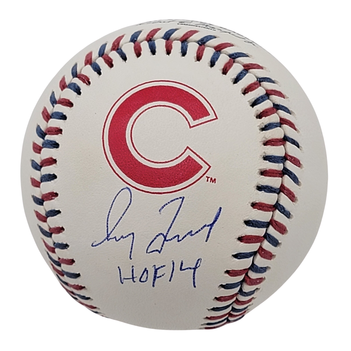 Greg Maddux Signed Chicago Cubs Logo OML Baseball W/HOF 14 - Beckett-Powers Sports Memorabilia