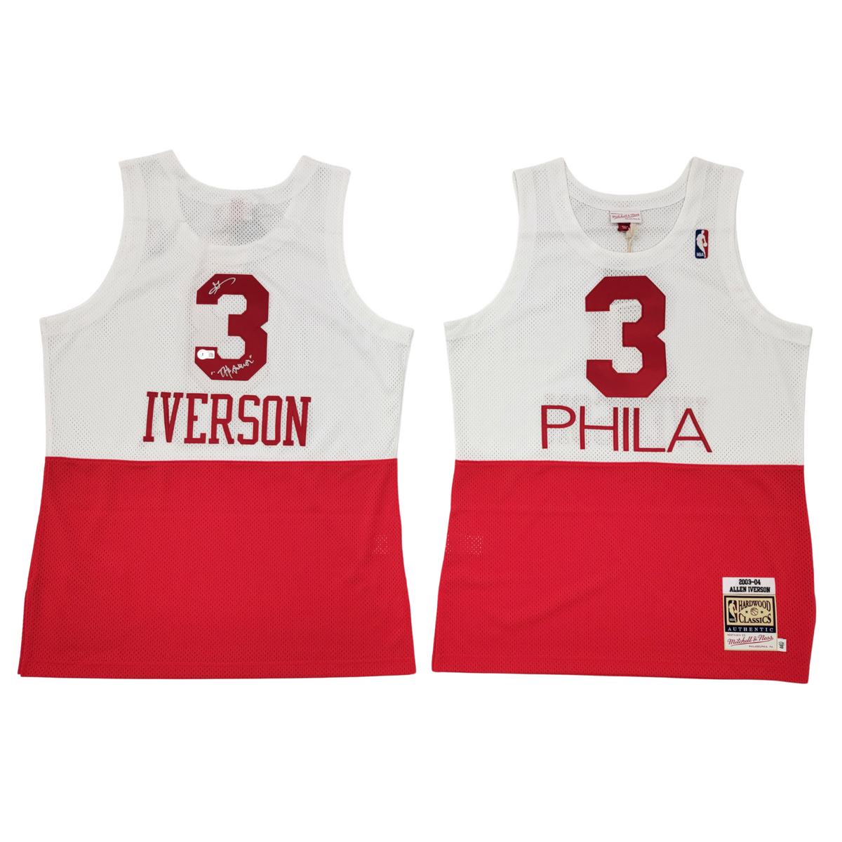 Allen Iverson Autographed Philadelphia 76ers Red/White 2003-04 Mitchell & Ness Authentic Jersey W/ The Answer Beckett Witnessed-Powers Sports Memorabilia