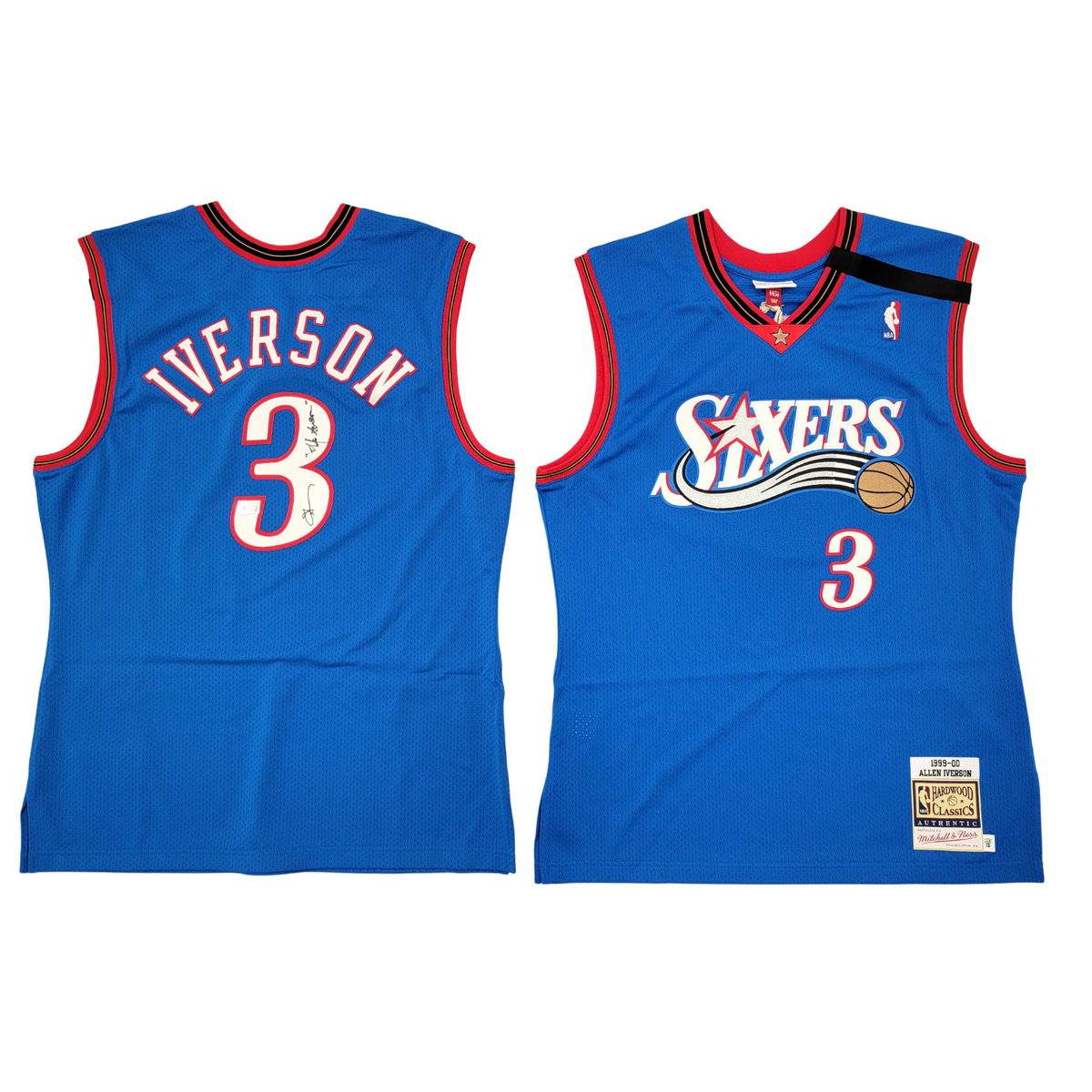 Allen Iverson Autographed Philadelphia 76ers Blue 1999-00 Mitchell & Ness Authentic Jersey W/ The Answer Beckett Witnessed-Powers Sports Memorabilia
