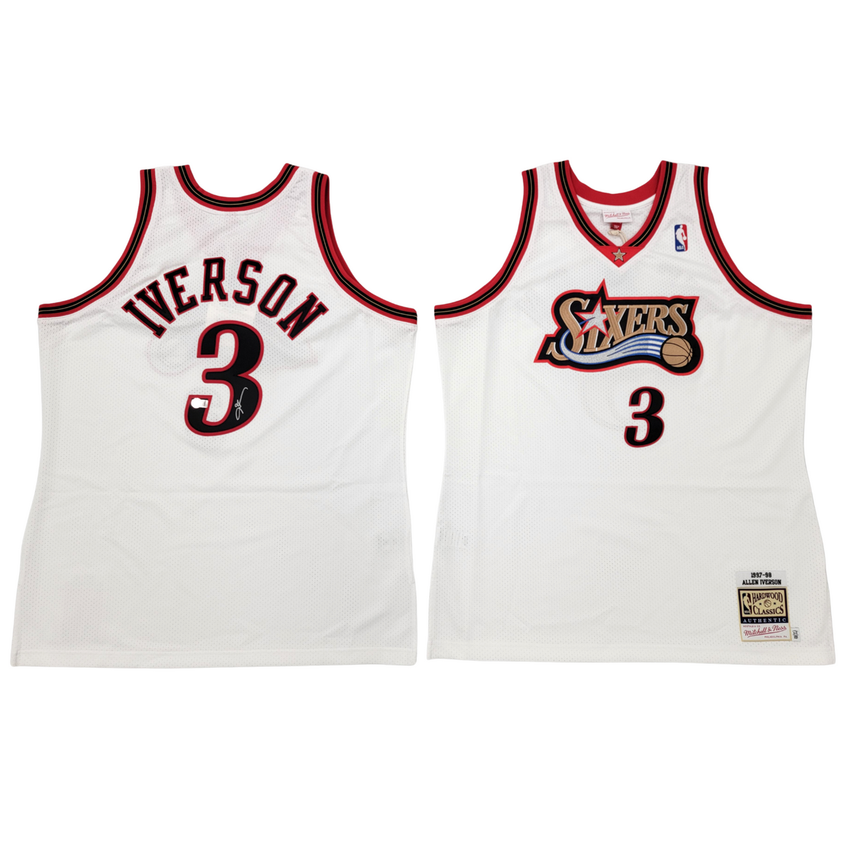 Allen Iverson Autographed Philadelphia 76ers White 1997-98 Mitchell & Ness Authentic Jersey Beckett Witnessed-Powers Sports Memorabilia