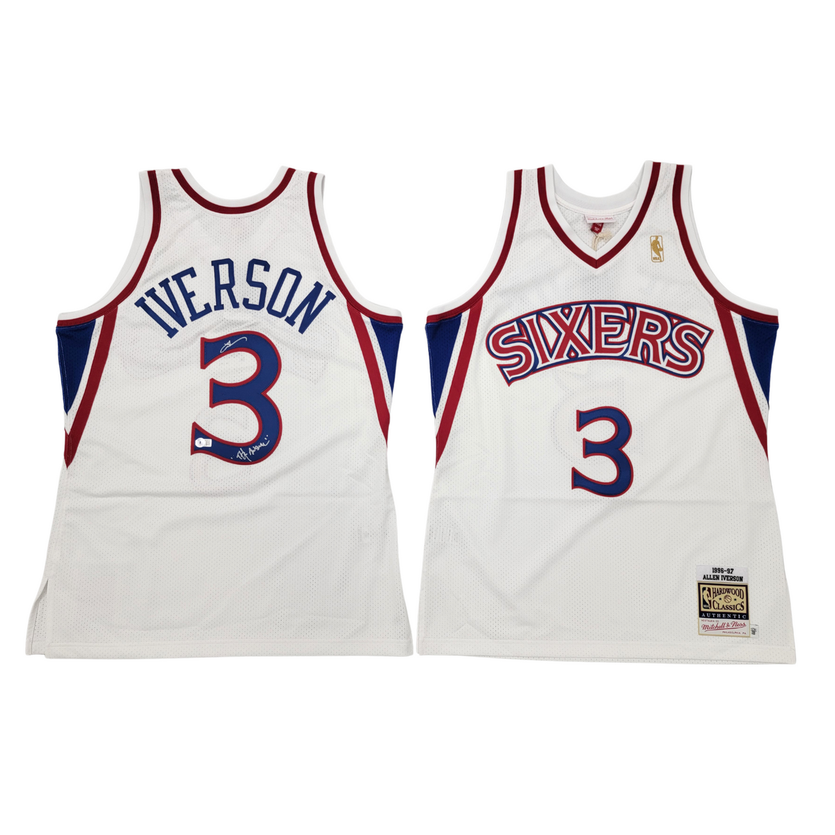 Allen Iverson Autographed Philadelphia 76ers White 1996-97 Mitchell & Ness Authentic Jersey W/ The Answer Beckett Witnessed-Powers Sports Memorabilia