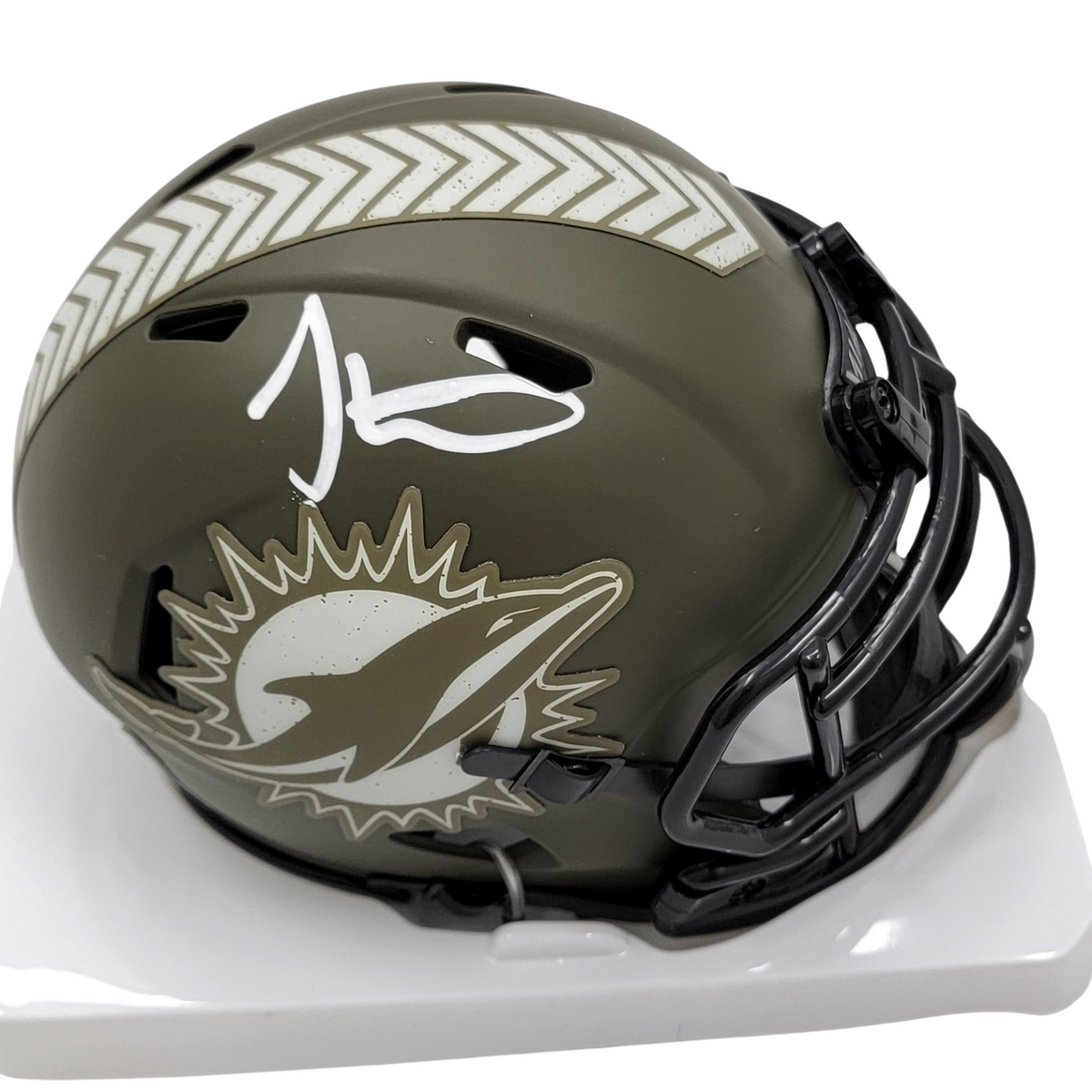 Tyreek Hill Autographed Miami Dolphins Riddell Salute to Service Mini Helmet Beckett Witnessed-Powers Sports Memorabilia