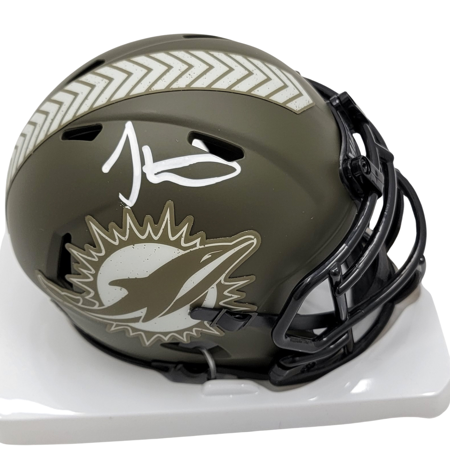 Tyreek Hill Signed Miami Dolphins Riddell Salute to Service Mini Helmet - Beckett-Powers Sports Memorabilia