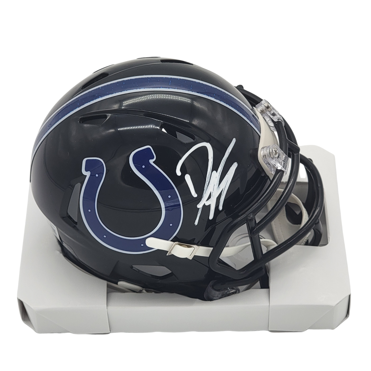 Dwight Freeney Signed Indianapolis Colts Black ALT Mini Helmet - Beckett-Powers Sports Memorabilia