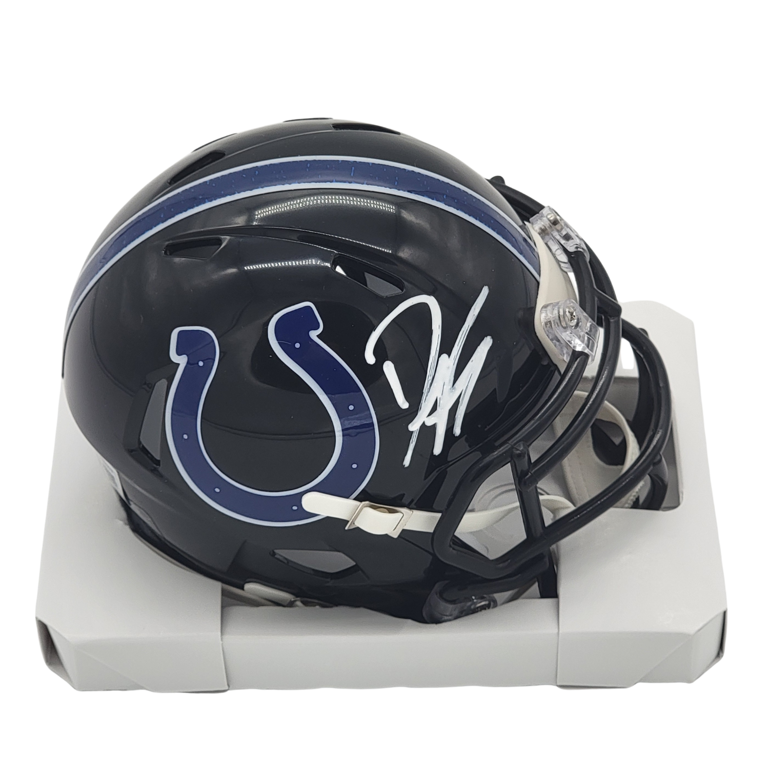 Dwight Freeney Signed Indianapolis Colts Black ALT Mini Helmet - Beckett-Powers Sports Memorabilia