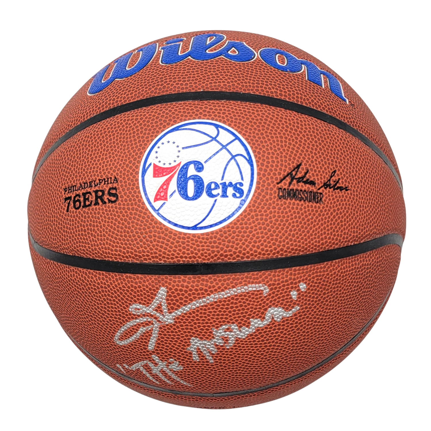 Allen Iverson Signed Philadelphia 76ers Wilson Logo NBA Basketball W/ The Answer - Beckett-Powers Sports Memorabilia