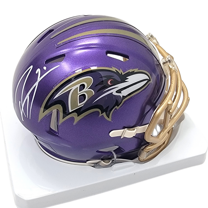 Ray Lewis Signed Baltimore Ravens Flash Mini Helmet - Beckett-Powers Sports Memorabilia