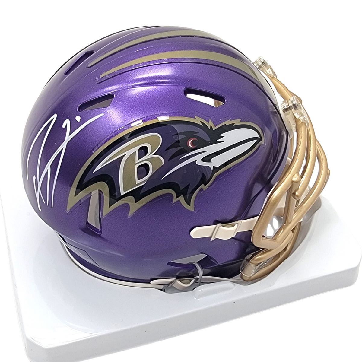 Ray Lewis Signed Baltimore Ravens Flash Mini Helmet - Beckett-Powers Sports Memorabilia