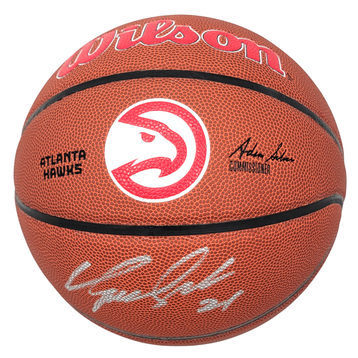 Dominique Wilkins Autographed Atlanta Hawks Wilson Logo NBA Basketball Beckett Witnessed-Powers Sports Memorabilia