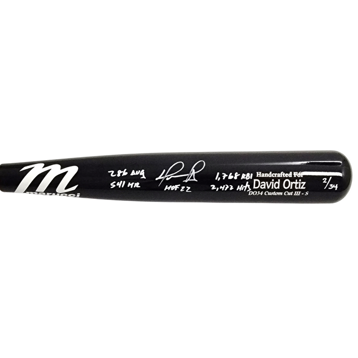 David Ortiz Signed Boston Red Sox Marucci LTD ED Game Model Bat W/ HOF 22 and Career Stats - Beckett-Powers Sports Memorabilia