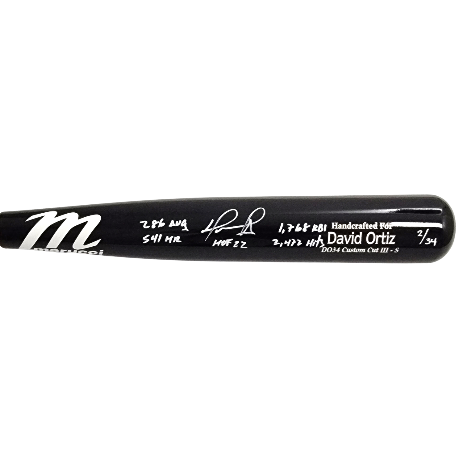 David Ortiz Signed Boston Red Sox Marucci LTD ED Game Model Bat W/ HOF 22 and Career Stats - Beckett-Powers Sports Memorabilia