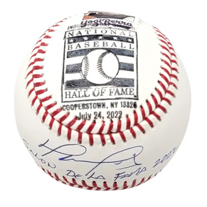 David Ortiz Autographed Boston Red Sox LTD ED MLB Baseball W/ Salon De Le Fama 2022 Stamp and Induction Day Postmark Beckett Witnessed-Powers Sports Memorabilia