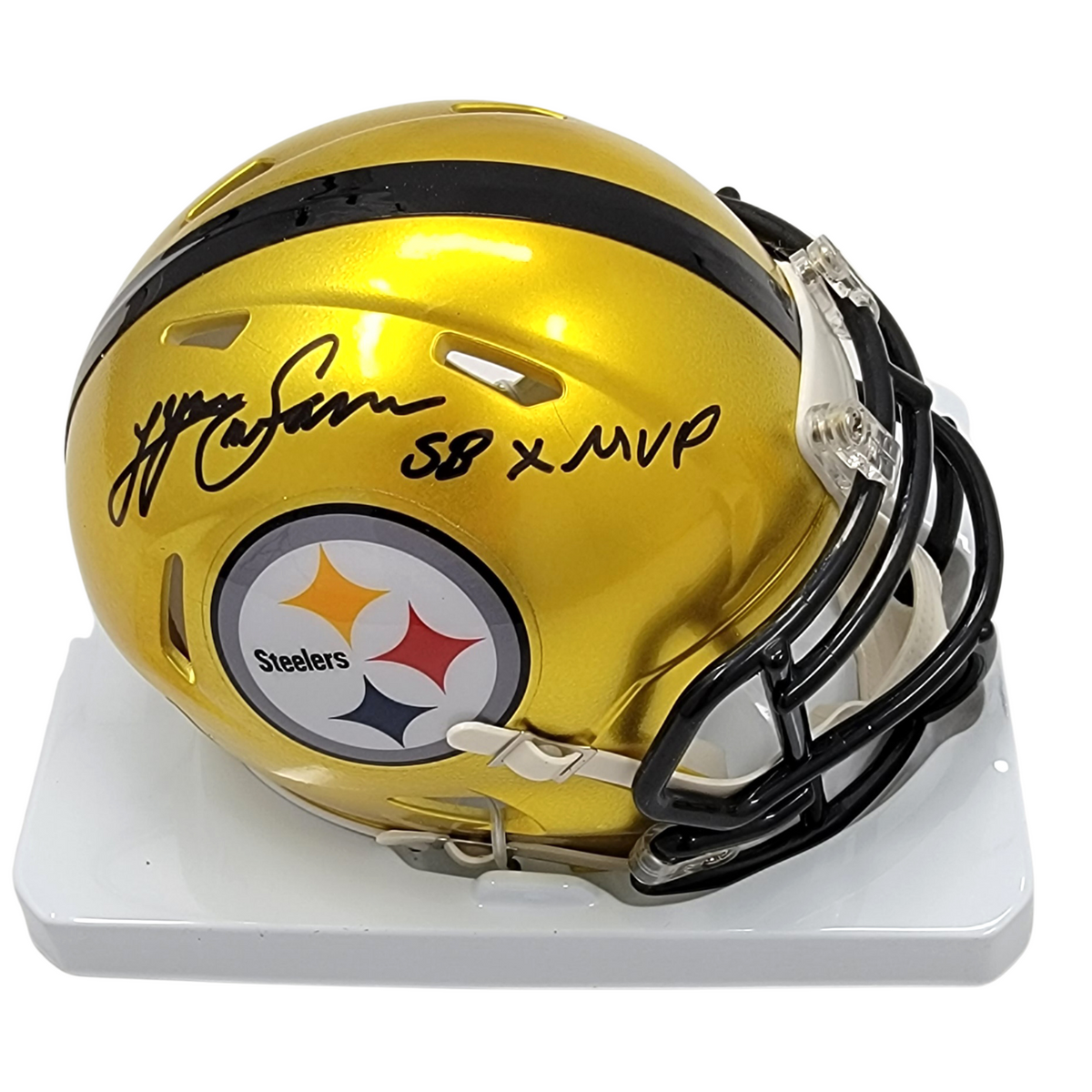 Lynn Swann Autographed Pittsburgh Steelers Riddell Flash Mini Helmet W/ SB X MVP Beckett Witness-Powers Sports Memorabilia