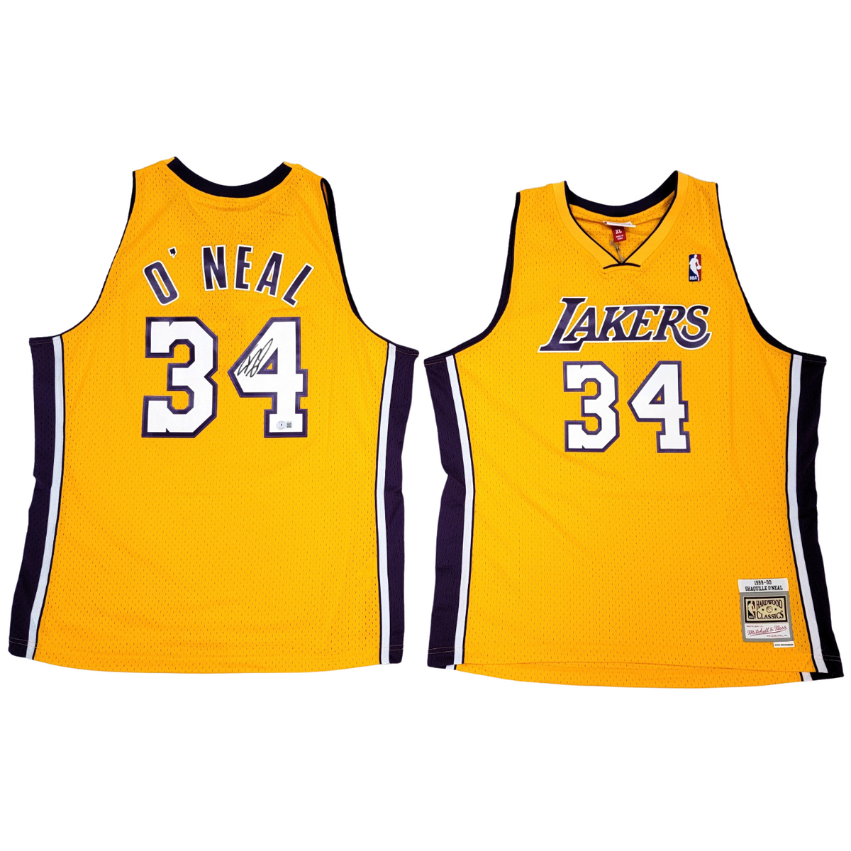 Shaquille O'Neal Autographed Los Angeles Lakers Gold 1999-00 Mitchell & Ness Swingman Jersey Beckett Witnessed-Powers Sports Memorabilia