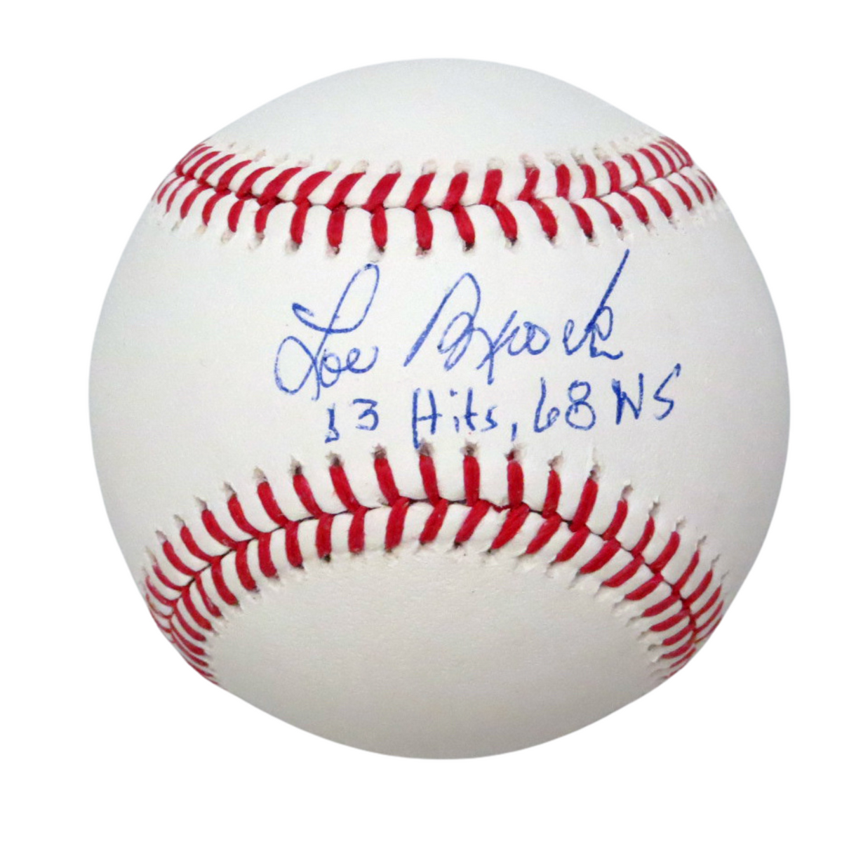Lou Brock Autographed St. Louis Cardinals MLB Baseball W/13 Hits 68 WS JSA Authenticated-Powers Sports Memorabilia