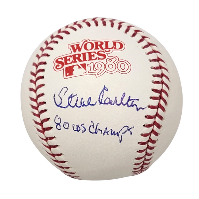 Steve Carlton Signed Philadelphia Phillies 1980 World Series Baseball W/ 80 WS Champs - Beckett-Powers Sports Memorabilia