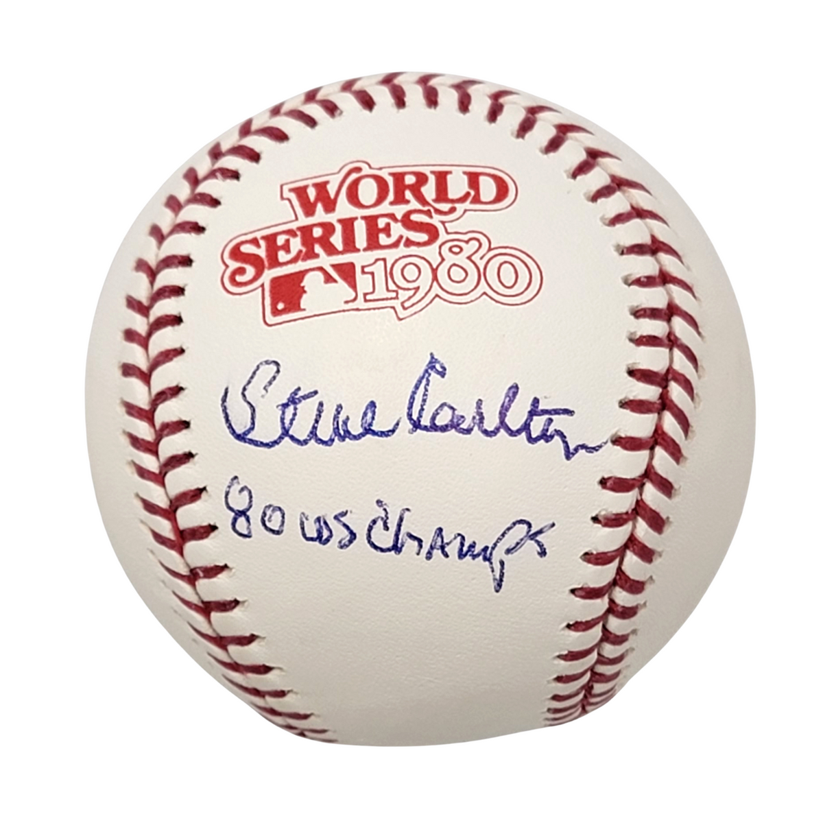 Steve Carlton Autographed Philadelphia Phillies 1980 World Series Baseball W/ 80 WS Champs Beckett Witnessed-Powers Sports Memorabilia