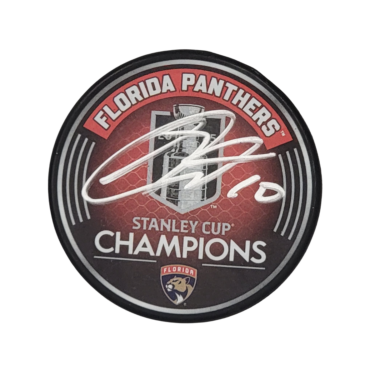 A.J. Greer Signed Florida Panthers 2025 Stanley Cup Champions Hockey Puck JSA-Powers Sports Memorabilia